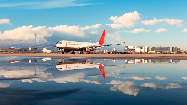 atterraggio aereo sulla pista dell'aeroporto