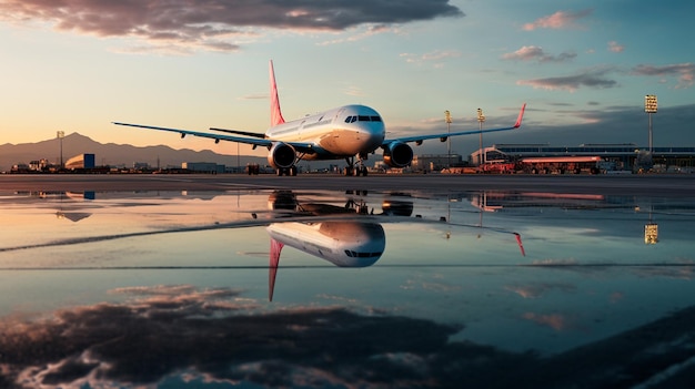 atterraggio aereo sulla pista dell'aeroporto