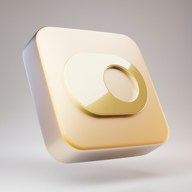 Attiva l'icona. Simbolo Golden Toggle On su placca in oro opaco. 3D ha reso l'icona dei social media.