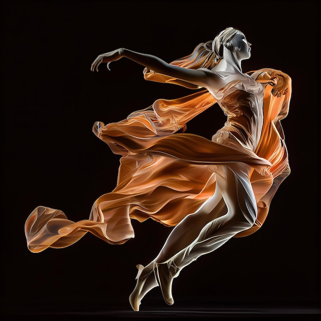 Attivo potente ballerino femminile che salta ai generativo