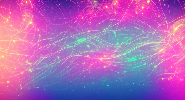 Attraente e futuristico sfondo del concetto di trasferimento dati con luce al neon blu rosa AI generativa