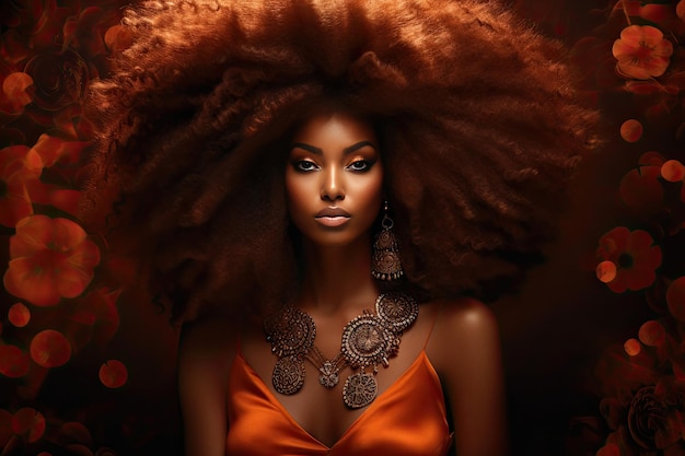 Attraente modello afroamericano donna moda e ritratto di bellezza