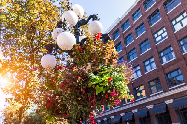 Attrazioni turistiche panoramiche e ristoranti del quartiere Old Gastown a Vancouver, Canada