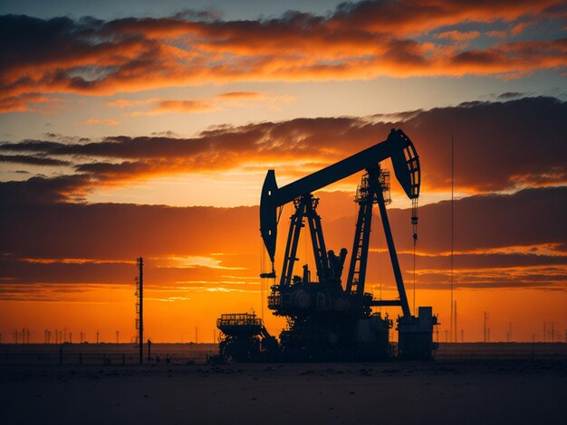 Attrezzatura industriale della pompa dell'olio al sole al tramonto Industria petrolifera