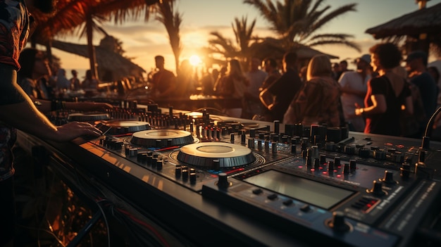 Attrezzatura per DJ al tramonto Ai generativa