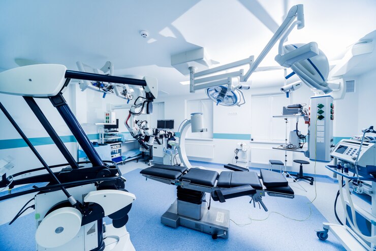 Foto attrezzature moderne in sala operatoria. dispositivi medici per neurochirurgia.