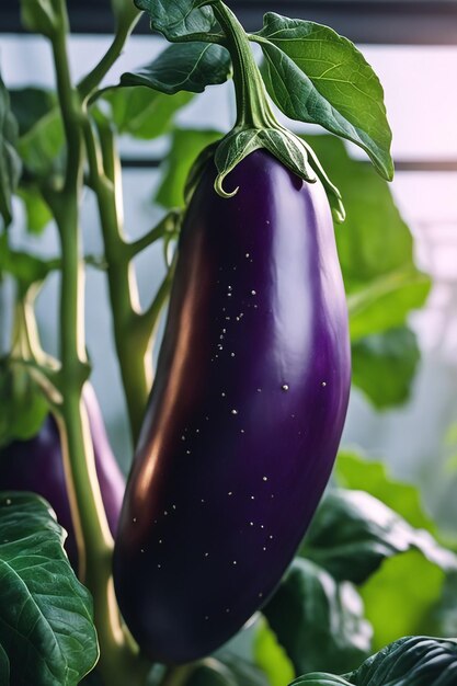 Aubergine su carta a sfondo bianco