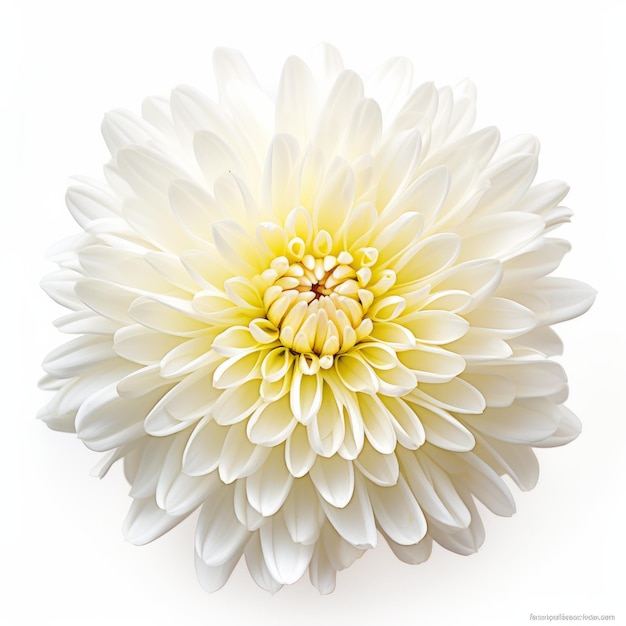 Audace E Bel Fiore Di Crisantemo Bianco Su Sfondo Bianco