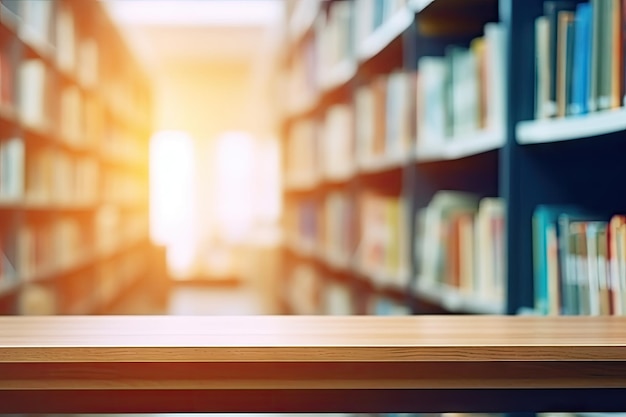 Aula di biblioteca sfocata e sfocata per concetti di libreria o istruzione