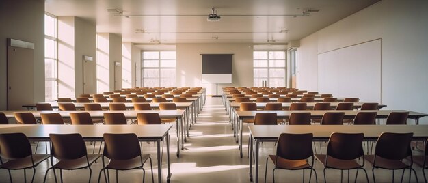 Aula universitaria vuota sfocata o sala conferenze d'affari