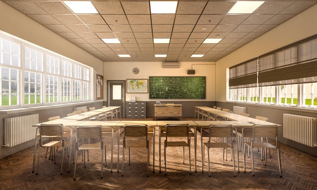 Aula vuota con la lavagna