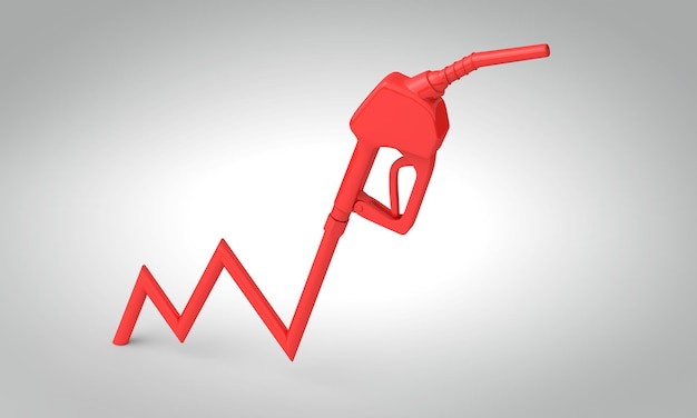 Aumento dei costi del carburante pompa di benzina in aumento grafico d rendering