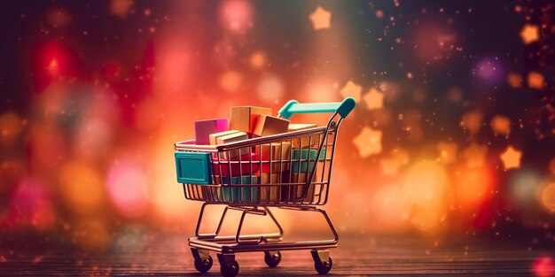 Aumento delle vendite dell'e-commerce digitale Risparmia tempo e denaro con più prodotti in un carrello Acquista con fiducia Concetto di e-commerce AI generativo