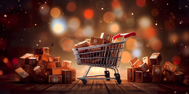 Aumento delle vendite dell'e-commerce digitale Risparmia tempo e denaro con più prodotti in un carrello Acquista con fiducia Concetto di e-commerce AI generativo