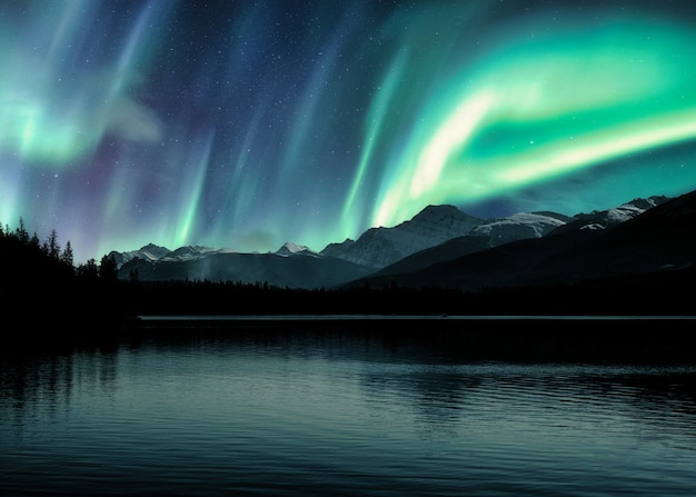 Aurora boreale, aurora boreale sopra le Montagne Rocciose canadesi