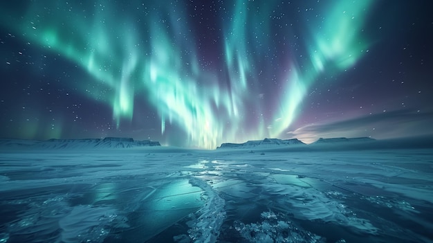 Aurora Boreale sopra il lago ghiacciato