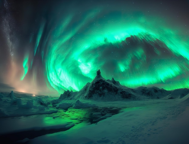 aurora boreale sul lago