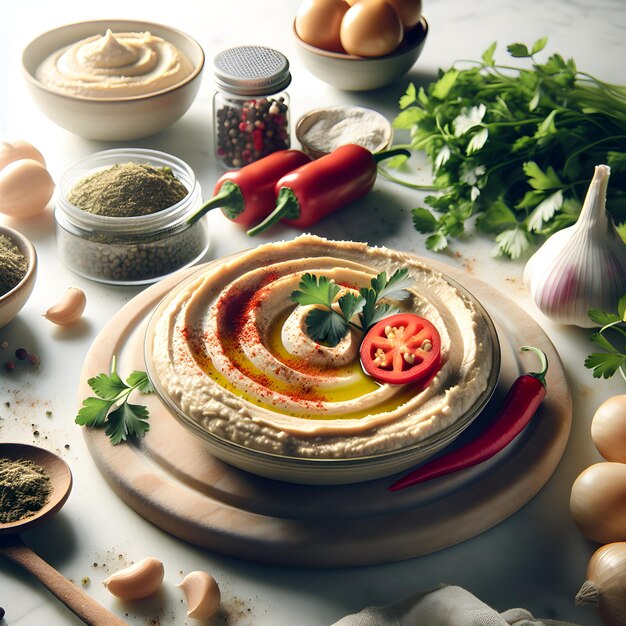 Autentico hummus libanese con pepe di Aleppo