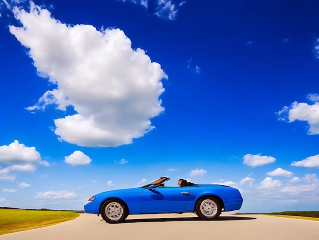 Auto blu sotto il cielo blu Auto blu Generative Ai