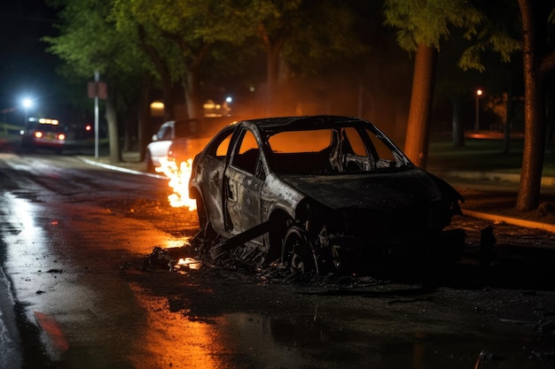 Auto bruciata nella notte