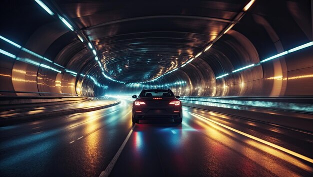 Auto che guida attraverso un tunnel buio Foto stock di Michael Flohr