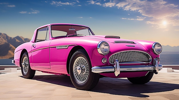 auto d'epoca colore magenta auto d'epoca retrò AI immagine generata