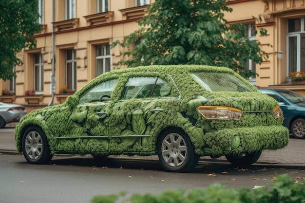 Auto fatta di piante verdi naturali Trasporto ecologico IA generativa