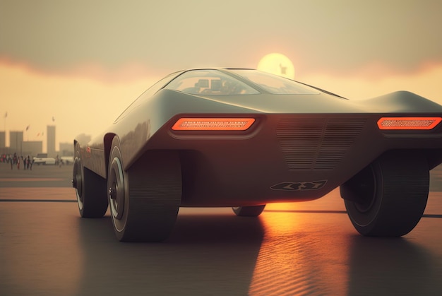 Auto futuristica astratta con riflessi lucidi Bella supercar concettuale IA generata