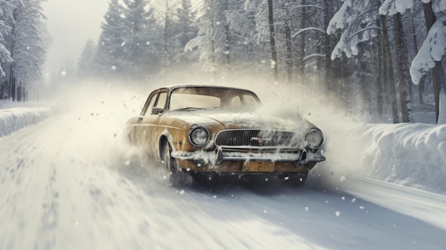 Auto in condizioni estreme di neve e inverno