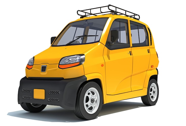 Auto mini taxi d rendering su sfondo bianco