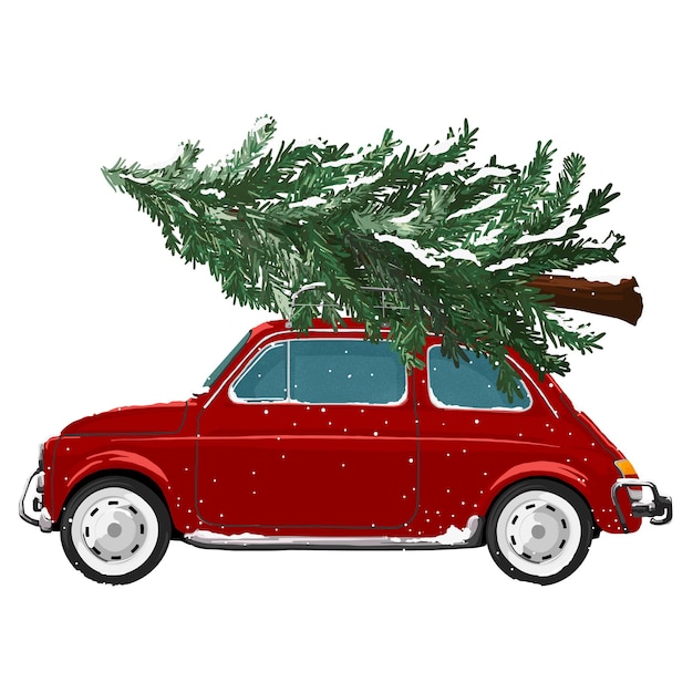 Auto natalizia png adesivo albero trasportato sul tetto
