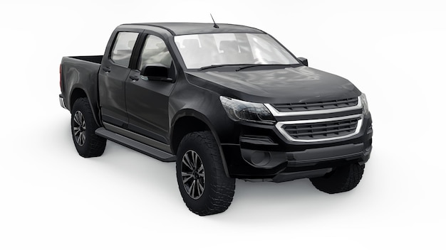 Auto pick-up nera su sfondo bianco 3d rendering