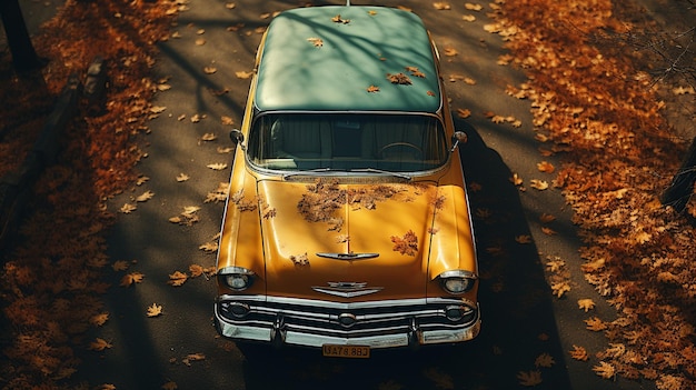 Auto retrò nel parco autunnale