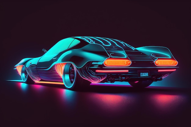 Auto sportiva futuristica con intelligenza artificiale generativa automatica cyberpunk di lusso brillante al neon