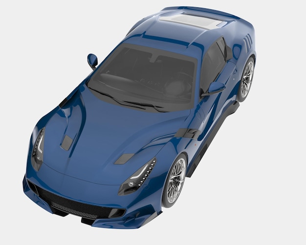 Auto sportiva isolata su sfondo 3d rendering illustrazione