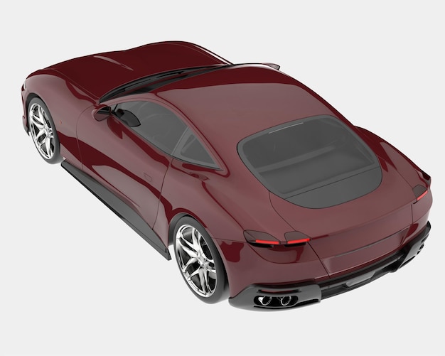 Auto sportiva isolata su sfondo 3d rendering illustrazione