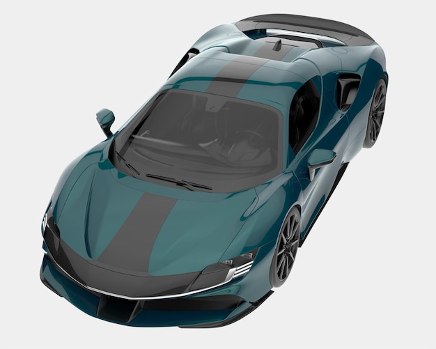 Auto sportiva isolata su sfondo 3d rendering illustrazione