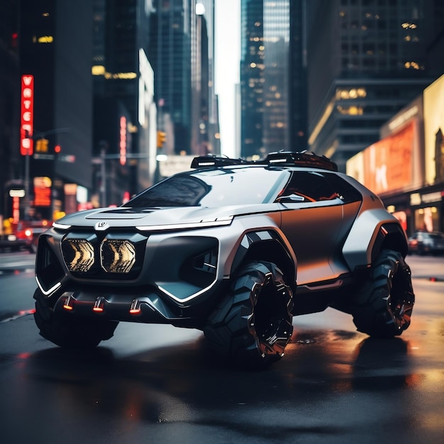 Auto SUV visionaria che gira su New York Road Generative AI