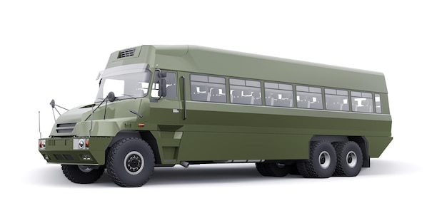 Autobus dell'esercito militare per il trasporto di illustrazione 3D di fanteria