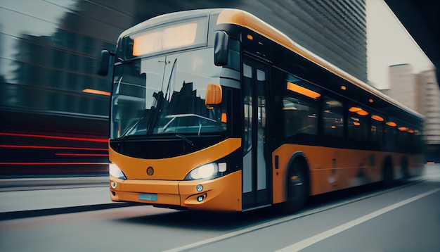 Autobus di guida nel traffico cittadino in motion blur