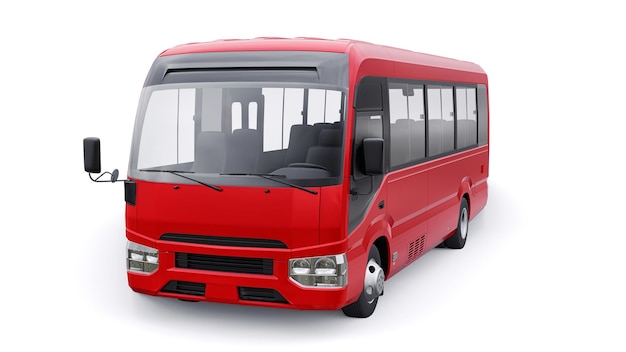Autobus di piccole dimensioni per viaggi urbani e suburbani Auto con corpo vuoto per la progettazione e la pubblicità illustrazione 3d