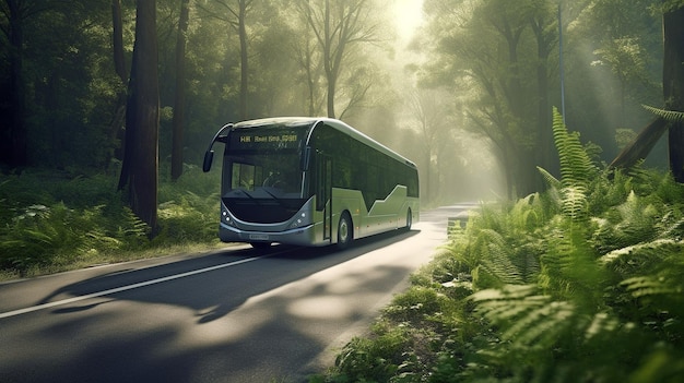 Autobus elettrici su strade boschive IA generativa