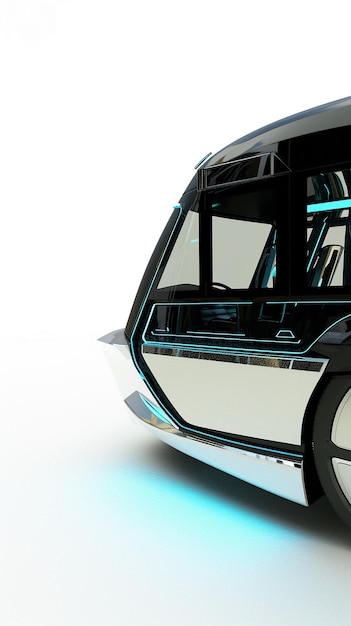 Autobus elettrico futuristico su sfondo bianco