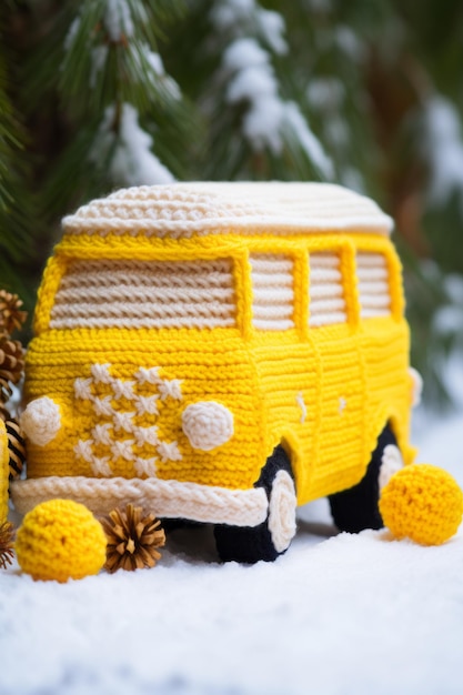 autobus scolastico di Natale a maglia