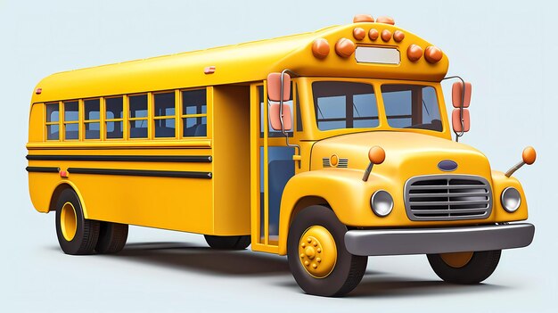 Autobus scolastico giallo in stile cartone animato