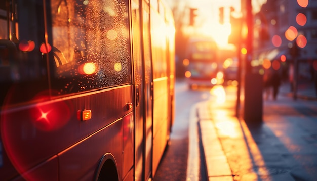 autobus urbano al tramonto