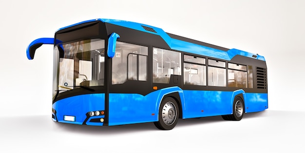 Autobus urbano di Mediun blu su un fondo isolato bianco. rendering 3D.