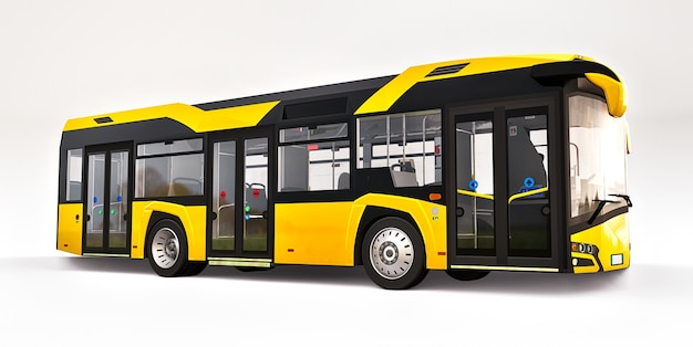 Autobus urbano di Mediun giallo su una superficie bianca