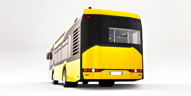 Autobus urbano giallo medio su sfondo bianco. rendering 3D.