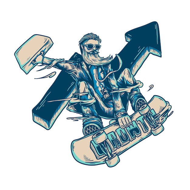 Autocollante png di skater uomo d'affari sfondo trasparente